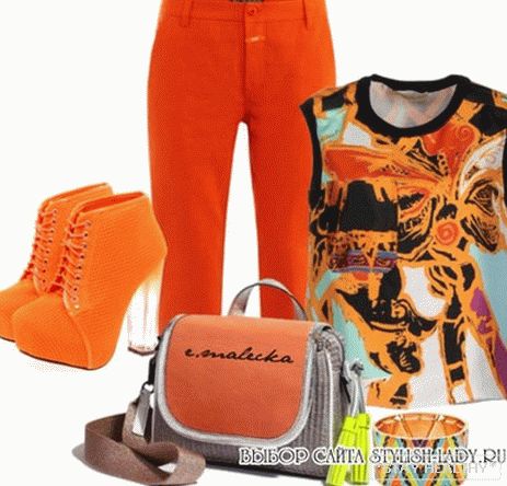 Какво да облечете с портокалови панталони, фото