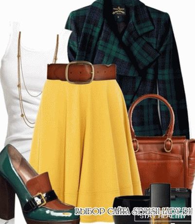 С чем носить желтую юбку, зеленый + желтый, фото